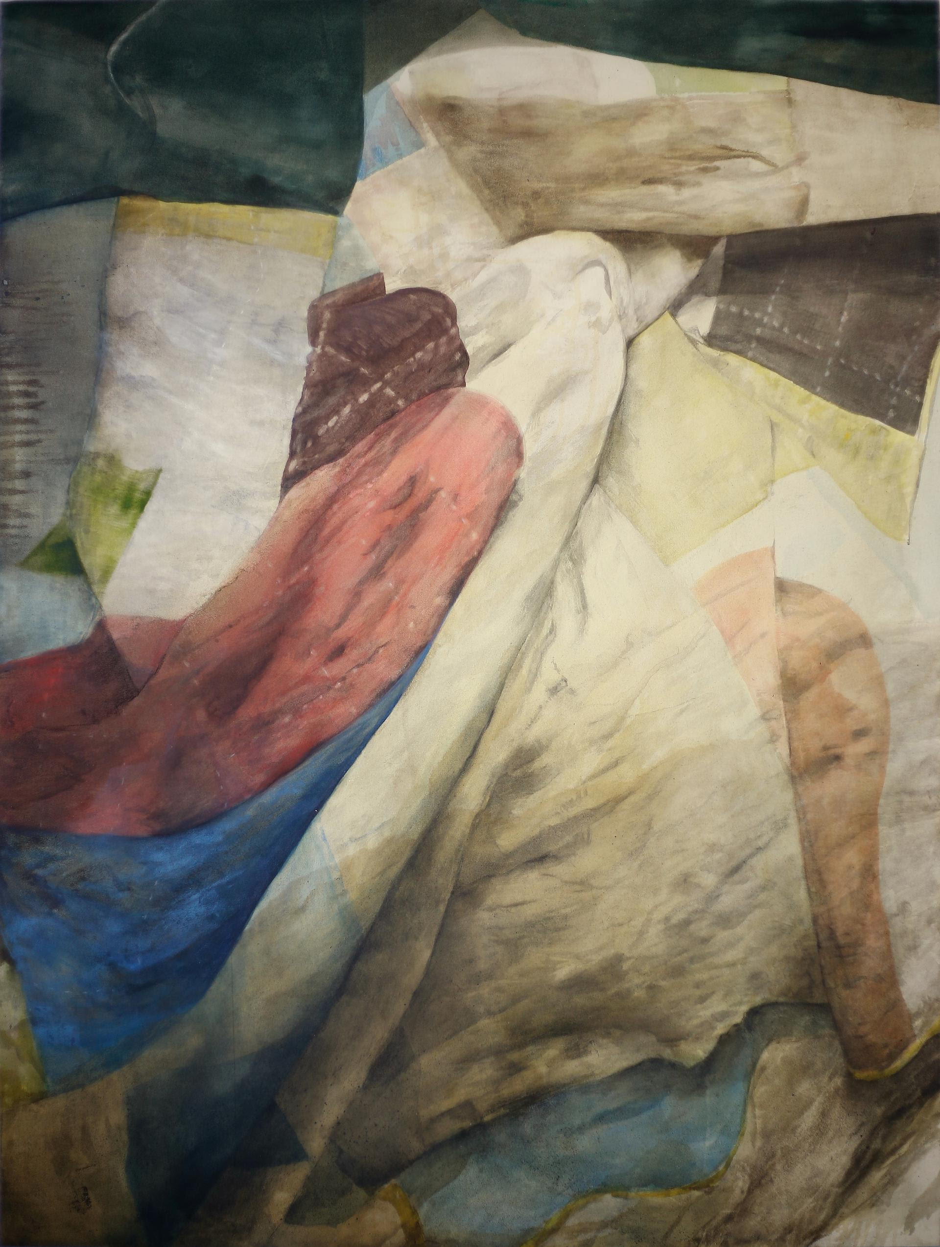 Domenico Grenci, Letto, 2022, 150 x 200 cm, olio, bitume ed acrilico su tela 